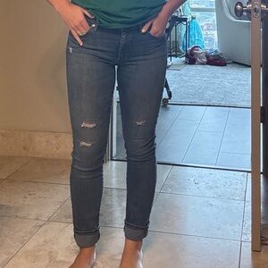 GAP Vintage Slim Straight Blue Distressed Jeans